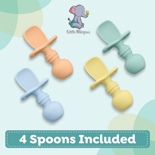 Little Whispers Baby Silicone Spoons - Self-Feeding 4-Pack