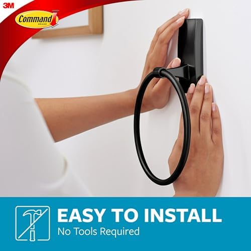 Command Hand Towel Holder for Bathroom Organization - Matte Black
