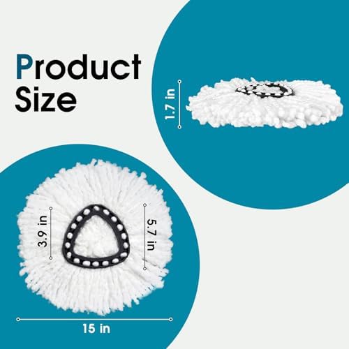 EPSUNORISE Precision Replacement Mop Heads for Triangle Spin Mops