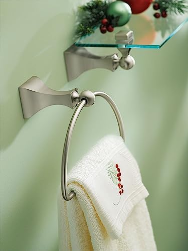 Muen Retreat Collection Hand Towel Holder for Bath Kitchen Brushed Nickel