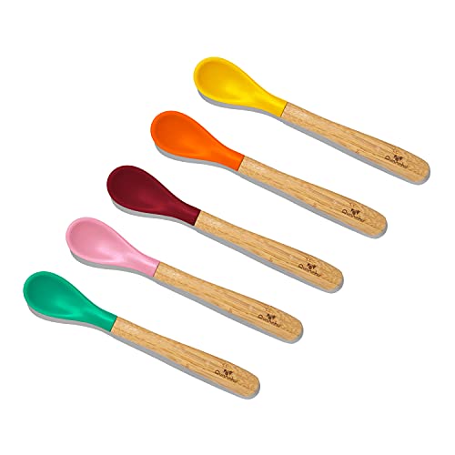 Avanchy Bamboo Silicone Baby Feeding Spoons