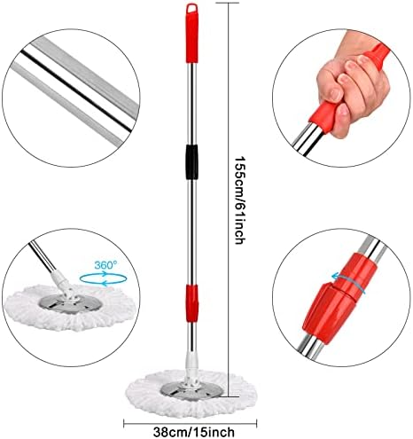 Stainless Steel 61 Extended Handle Spinning Mop Bucket System