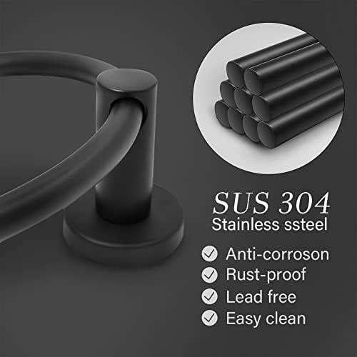 Premium Black Wall-Mounted Towel Holder SUS304 stainless steel
