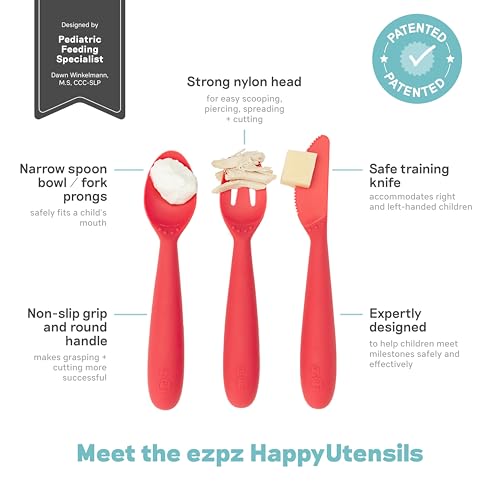 ezpz Happy Utensils for Toddlers - 24 Months Coral
