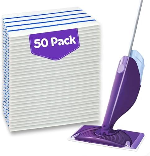 Frescares 50 Microfiber Mop Pads for Swiffer WetJet 10-11 Mops