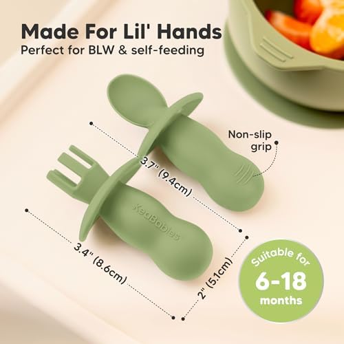 KeaBabies 4-Piece Silicone Baby Utensil Bib Set Perfect for Babies