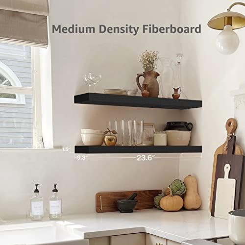 QEEIG Bathroom Shelves Set of 2 Black - 24 inches Long