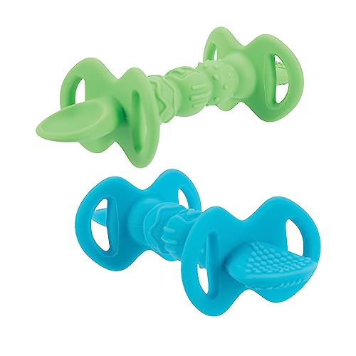 Your Babys First Self-Feeding Teething Spoon 2 in 1 silicone BlueGreen