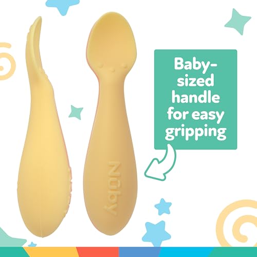 Nuby Mini Silicone Spoons 2-Pack Safe Durable for Baby Feeding