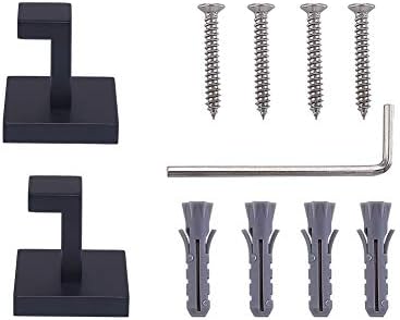 TASTOS 2-Pack Stainless Steel Wall Mounted Bath Towel Hook Matte Black
