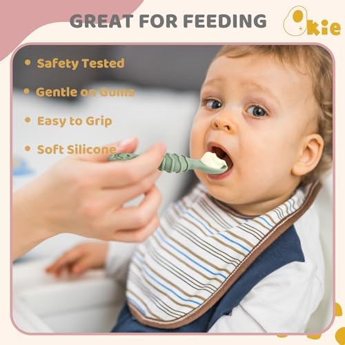 Qkie Silicone Baby Spoons Set of 4 Lollipop Pink