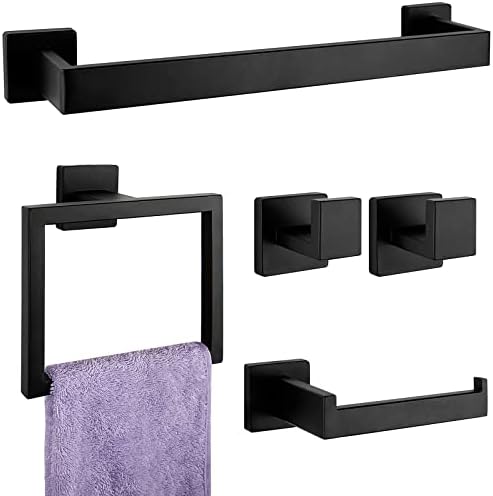 5-Piece Matte Black Bathroom Hardware Set