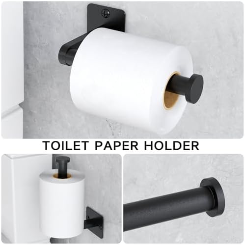Matte Black 4-Piece Bath Hardware Set Durable Rust-Resistant