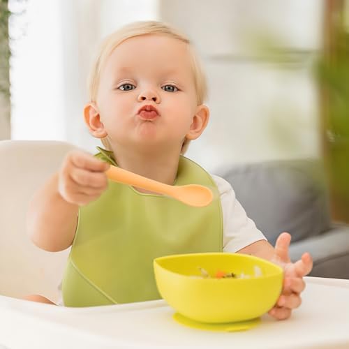 HANSGO Silicone Feeding Spoons 8PCS Pink Set for Babies