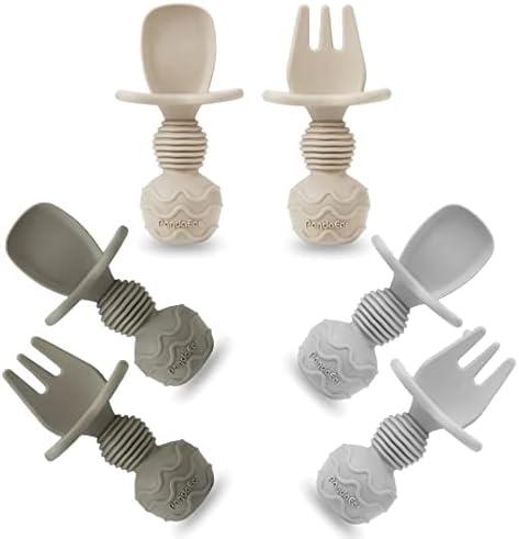 PandaEar 6-Piece Silicone Baby Spoons and Forks Self-Feedingessential Parent Tool