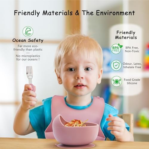 13PCS Silicone Baby Self Feeding Set with Suction Bowl and Plate