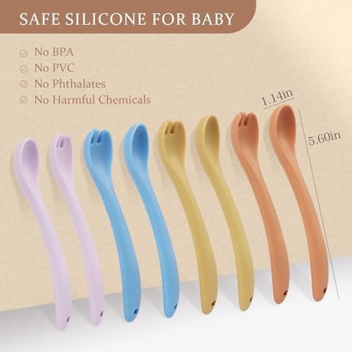 8-Piece Silicone BPA-Free Toddler Fork Spoon Set for Infants