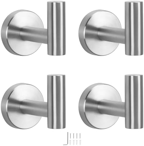 NearMoon Bath Towel Hooks - 4 Pack Brushed Nickel
