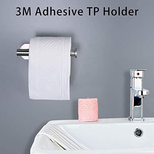 Sturdy 3M Toilet Paper Holder No Drilling Stainless Steel Brushed Nickel