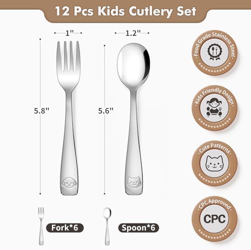 DRKIO Safe Stainless Steel Flatware for Kids
