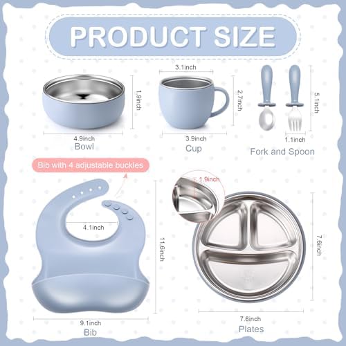 Sturdy stainless steel plates and bowls for toddlers