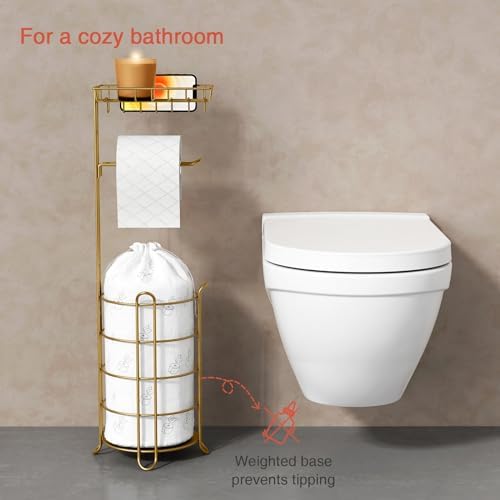 GoldSturdy Toilet Paper Holder with Phone Wipes Bathroom Storage