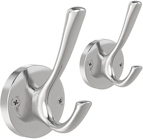 Brushed Nickel Heavy Duty Towel Hooks 2 Pack
