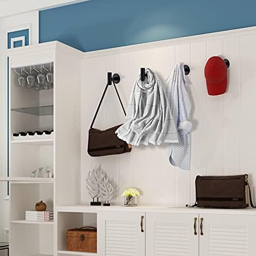 Matte Black Stainless Steel Adhesive Hooks for Bathroom Kitchen