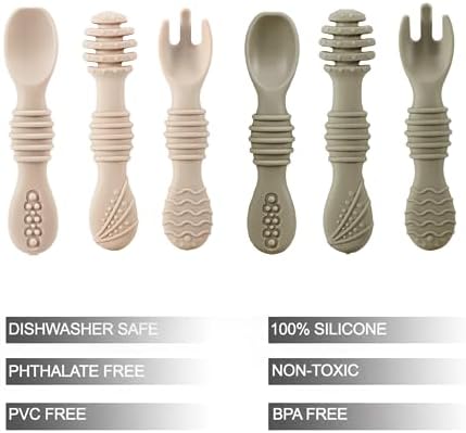 PandaEar Silicone Baby Spoons Forks for Weaning