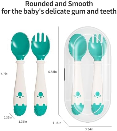 Deejoy Toddler Flatware Set Self-Feeding Utensils with Travel Case
