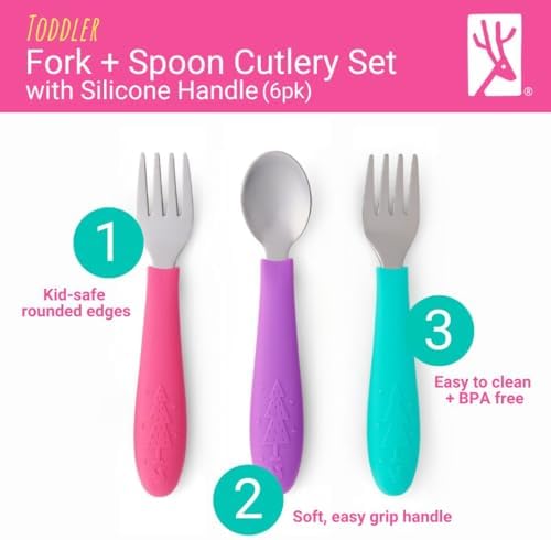 Elk and Friends Kids Silverware with Silicone Handles