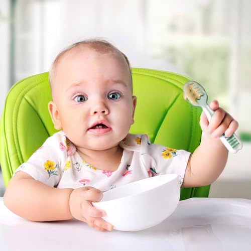 NumNum Baby Spoons Set for 6 Months 2 Pack Blue Orange