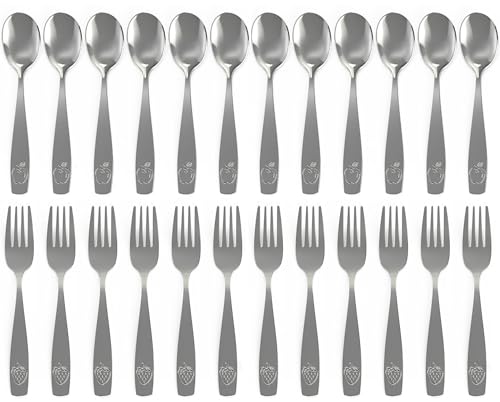 CHILLOUT LIFEStainless Steel Kids Silverware Set 24pc- 2 Pack of 12