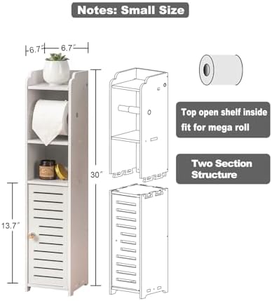 Compact Space-Saving AOJEZOR Small Bathroom Toilet Paper Holder Stand White