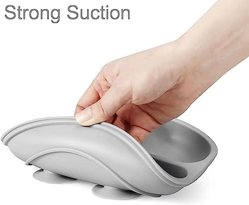PandaEar 2-Piece Silicone Baby Feeding Set with Divided Pans and Safe Spoons