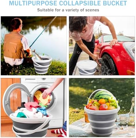 Sokinclr Expandable 2-Piece Bucket Set Large Capacity Collapse-Ready Durable Multi-Use