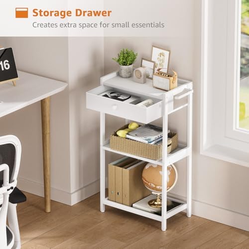 MEUISBathroom Standing Shelf for White Bauism Farmhouse Style Storage Solution