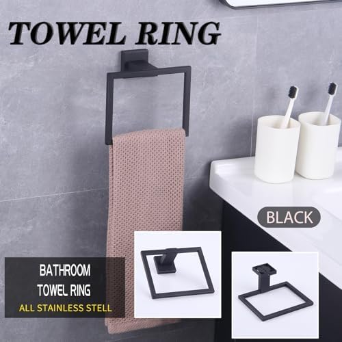GERZWY Modern Black Towel Holder Stainless Steel Towel Hanger