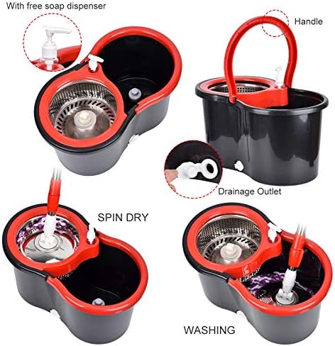Stainless Steel 61 Extended Handle Spinning Mop Bucket System