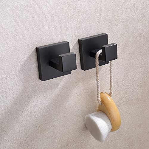TASTOS 2-Pack Stainless Steel Wall Mounted Bath Towel Hook Matte Black