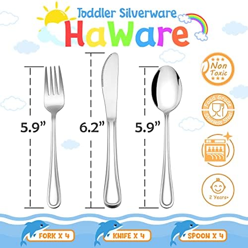 HaWare 12-Piece Toddler Silverware Set Mirror Finished