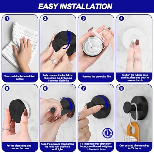 Compact Suction Cup Towel Robe Hook - Black