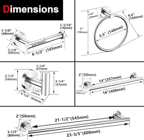 Kwanicas 6 Piece Brushed Nickel Bathroom Hardware Set 1