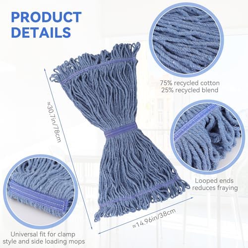 Heavy Duty Mop Heads 6 Replaceable Set for Industrial Use