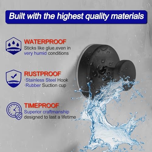 Compact Suction Cup Towel Robe Hook - Black