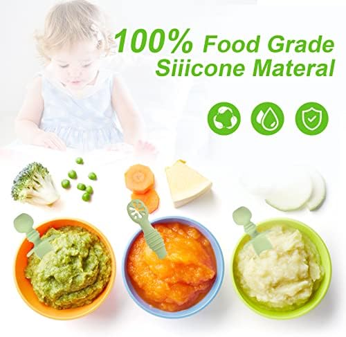 LUTER 4pcs Silicone Baby Spoons Matcha Green
