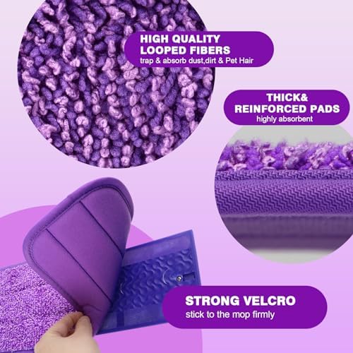 HOMEXCEL Reusable Microfiber Mop Pads 8 Pack