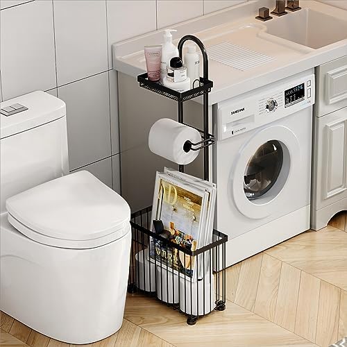 Moveable Freestanding Toilet Paper Holder Dispenser for Bathroom Storage