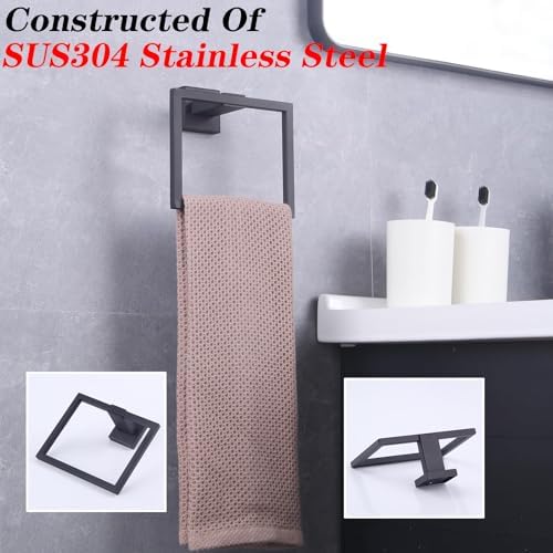 GERZWY Modern Black Towel Holder Stainless Steel Towel Hanger