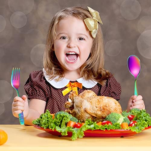 Pimoys Rainbow Stainless Steel Toddler Cutlery Set